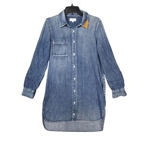 AG Adriano Goldschmied Blue Chambray Shirt Dress Medium Wash Cotton Womens Small